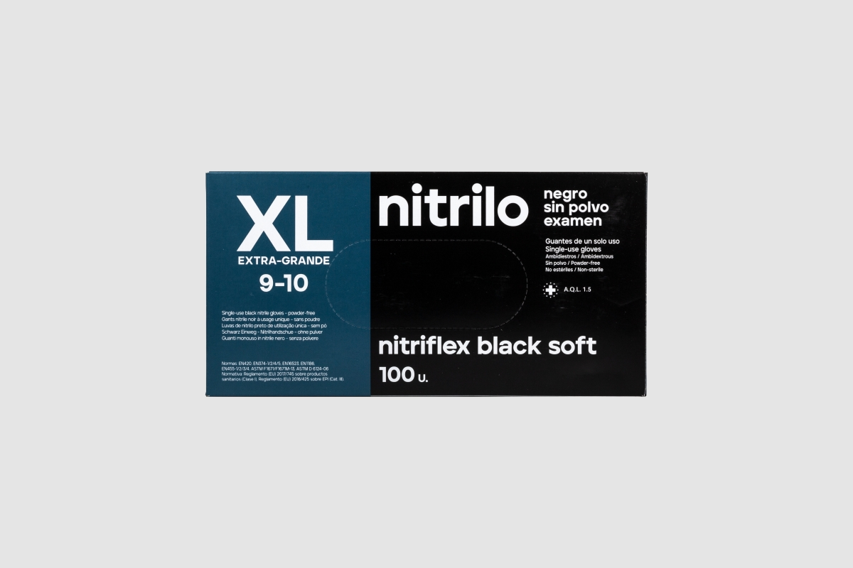 Luva nitrilo premium preto spo 100un